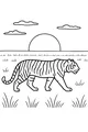 Free Tiger Coloring Page - Sunrise Stroll Through Tall Grass (Printable PDF)