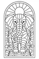 Free Elephant Coloring Page - Sunrise Garden Scene (Printable PDF)