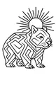 Free Wombat Coloring Page - Geometric Maze Coat and Sunburst (Printable PDF)