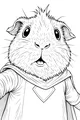 Free Guinea Pig Coloring Page - Cute Superhero With Cape (Printable PDF)