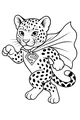 Free Leopard Coloring Page - Cartoon Superhero Cat With Cape (Printable PDF)