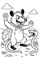 Free Opossum Coloring Page - Superhero Opossum Faces a Snake (Printable PDF)