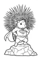 Free Porcupine Coloring Page - Superhero Porcupine on Rocky Boulder (Printable PDF)