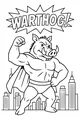 Free Warthog Coloring Page - Muscular Superhero Flexing in City (Printable PDF)