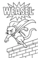 Free Weasel Coloring Page - Superhero Weasel on Brick Wall (Printable PDF)