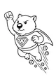 Free Wombat Coloring Page - Superhero Wombat Soaring Over Bushland (Printable PDF)