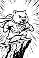Free Wombat Coloring Page - Superhero Wombat on Rocky Cliff (Printable PDF)