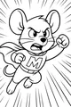 Free Mouse Coloring Page - Superhero Mouse Flying Forward (Printable PDF)