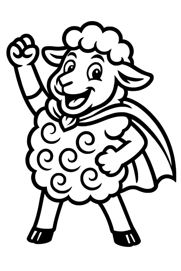 Free Sheep Coloring Page - Cute Superhero Sheep With Cape (Printable PDF)