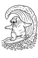Free Walrus Coloring Page - Surfing a Giant Ocean Wave (Printable PDF)