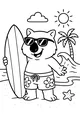 Free Wombat Coloring Page - Cool Surfer At Sunny Beach (Printable PDF)