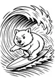 Free Wombat Coloring Page - Cartoon Surfer in Big Ocean Wave (Printable PDF)