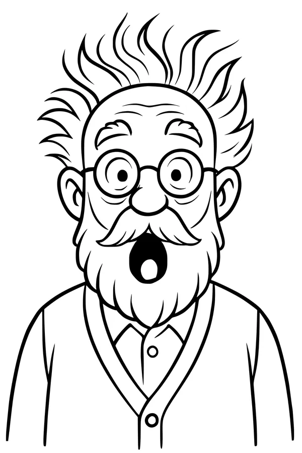 Free Grandpa Coloring Page - Surprised Elderly Portrait (Printable PDF)