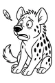 Free Hyena Coloring Page - Surprised Pup With Floating Feather (Printable PDF)