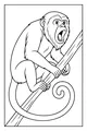 Free Monkey Coloring Page - Surprised Jungle Monkey on a Branch (Printable PDF)