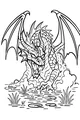 Free Dragon Coloring Page - Swamp Beast Rising From the Mist (Printable PDF)