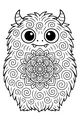Free Monster Coloring Page - Furry Swirl-Belly Creature With Mandala Pattern (Printable PDF)