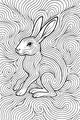 Free Hare Coloring Page - Whimsical Swirly Meadow Scene (Printable PDF)