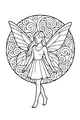 Free Fairy Coloring Page - Calm Winged Girl Before Swirl Mandala (Printable PDF)