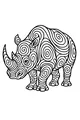 Free Rhinoceros Coloring Page - Swirly Patterned Rhino Design (Printable PDF)