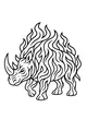 Free Rhinoceros Coloring Page - Fiery Fantasy Flame Patterns (Printable PDF)