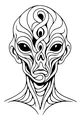 Free Alien Coloring Page - Swirly Big-Eyed Space Portrait (Printable PDF)