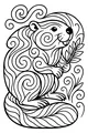 Free Beaver Coloring Page - Swirly Beaver With Leafy Twig (Printable PDF)