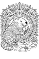 Free Beaver Coloring Page - Swirly Beaver by the Pond (Printable PDF)