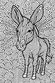 Free Donkey Coloring Page - Whimsical Swirly Pattern Design (Printable PDF)