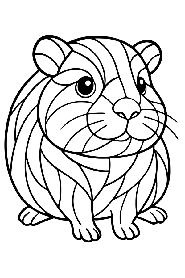 Free Guinea Pig Coloring Page - Stripey Snuggly Pet with Big Striped Fur (Printable PDF)