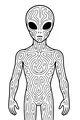 Free Alien Coloring Page - Swirly Extraterrestrial With Flame Chest (Printable PDF)