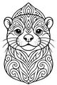 Free Otter Coloring Page - Swirly Patterned Otter Face (Printable PDF)