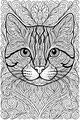 Free Cat Coloring Page - Intricate Swirly Whiskered Face (Printable PDF)