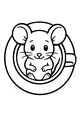 Free Mouse Coloring Page - Cute Peekaboo Mouse in a Teacup (Printable PDF)