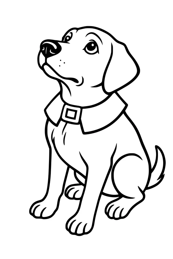 Free Thanksgiving Puppy Coloring Page - Cute Dog With Big Eyes (Printable PDF)