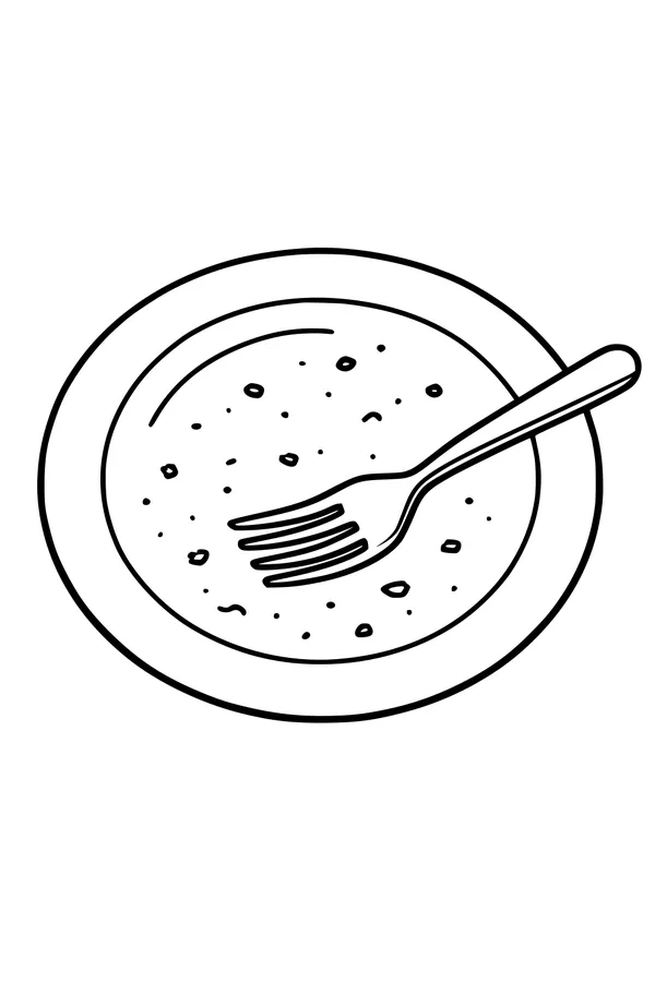 Free Thanksgiving Plate Coloring Page - Last Crumbs After Dinner (Printable PDF)