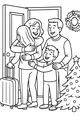 Free Thanksgiving Family Coloring Page - Holiday Hugs at the Front Door (Printable PDF)