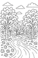 Free Thanksgiving Forest Coloring Page - Leafy Autumn Path Scene (Printable PDF)