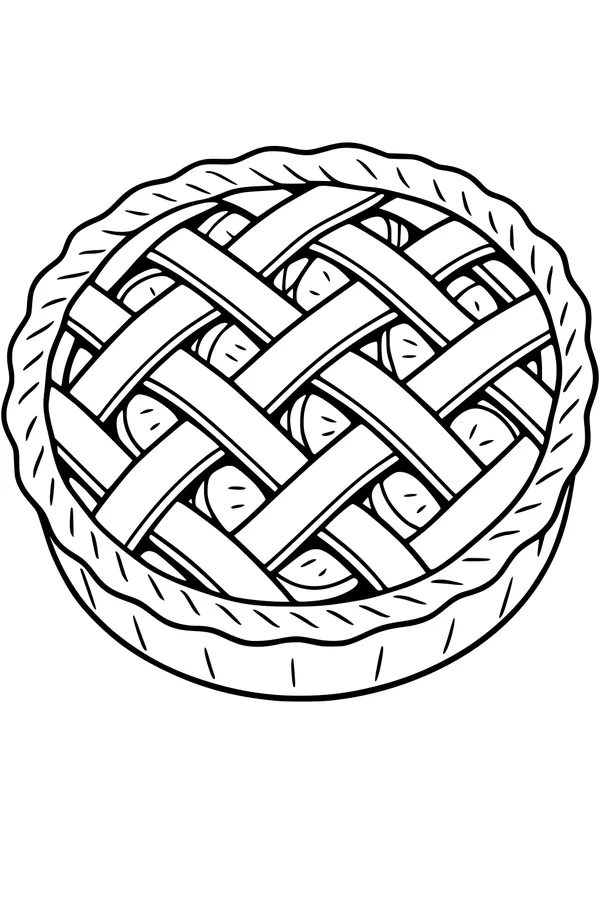 Free Thanksgiving Pie Coloring Page - Harvest Apple Lattice Dessert (Printable PDF)