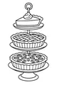 Free Thanksgiving Pie Coloring Page - Three-Tier Dessert Stand (Printable PDF)