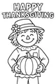 Free Thanksgiving Scarecrow Coloring Page - Girl With Pumpkin (Printable PDF)