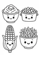 Free Thanksgiving Side Dishes Coloring Page - Cute Kawaii Dinner Plate (Printable PDF)