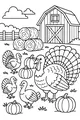 Free Turkey Coloring Page - Thanksgiving Farm Parade Scene (Printable PDF)
