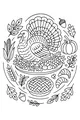 Free Turkey Coloring Page - Harvest Feast Table Scene (Printable PDF)