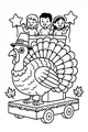 Free Thanksgiving Turkey Coloring Page - Parade Float With Kids (Printable PDF)