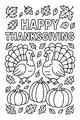Free Turkey Coloring Page - Happy Thanksgiving Harvest Scene (Printable PDF)