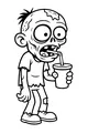 Free Zombie Coloring Page - Cartoon Boy Sipping a Drink (Printable PDF)
