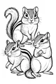 Free Chipmunk Coloring Page - Three Busy Chipmunks With Acorn (Printable PDF)