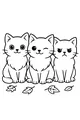 Free Cat Coloring Page - Three Silly Kittens in Autumn (Printable PDF)