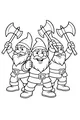 Free Dwarves Coloring Page - Three Bearded Gnomes With Axes (Printable PDF)